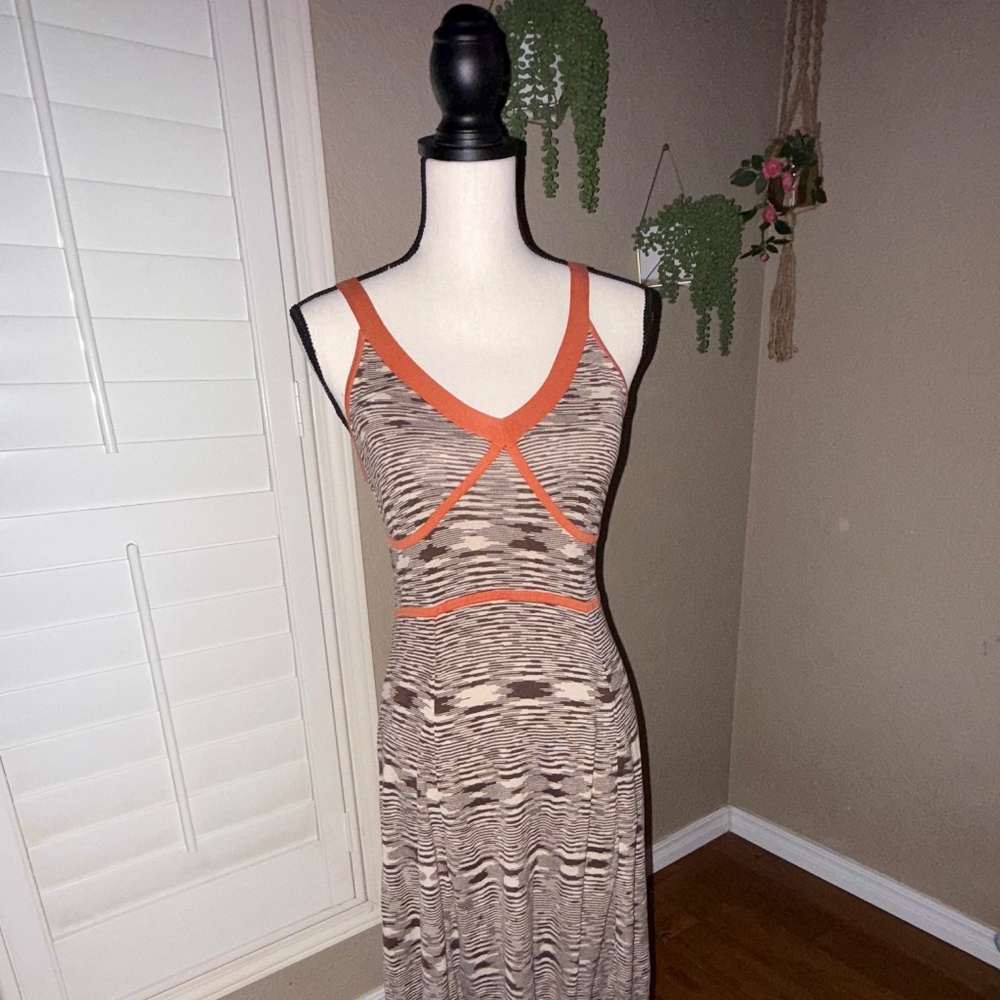 Vintage BCBG Max Azria Striped Dress - Orange/Brown, Size M